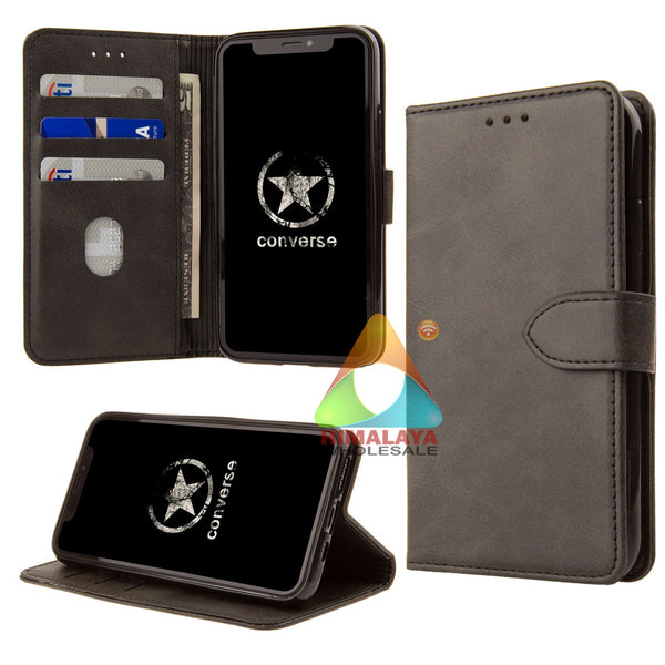 Premium Synthetic Leather Wallet Case for Apple iPhone 15 Pro (6.1") With Credit Card Holder Stand