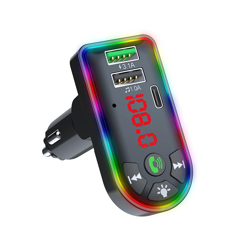 F7 Car bluetooth chargers FM transmitter Wireless Handsfree Audio Receiver kit TF card MP3 player 3.1A Dual USB PD Colorful LED Backlight
