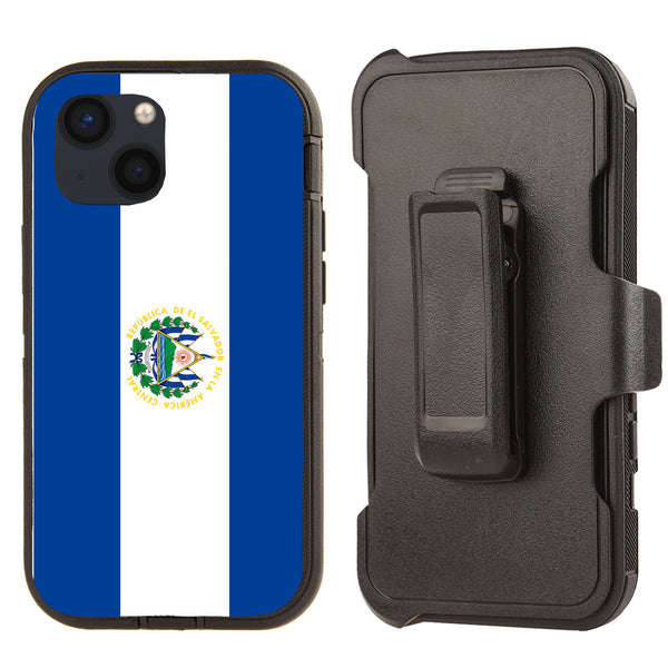 Shockproof Case for Apple iPhone 13 Mini 5.4" Flag El Salvador Cover Clip Rugged
