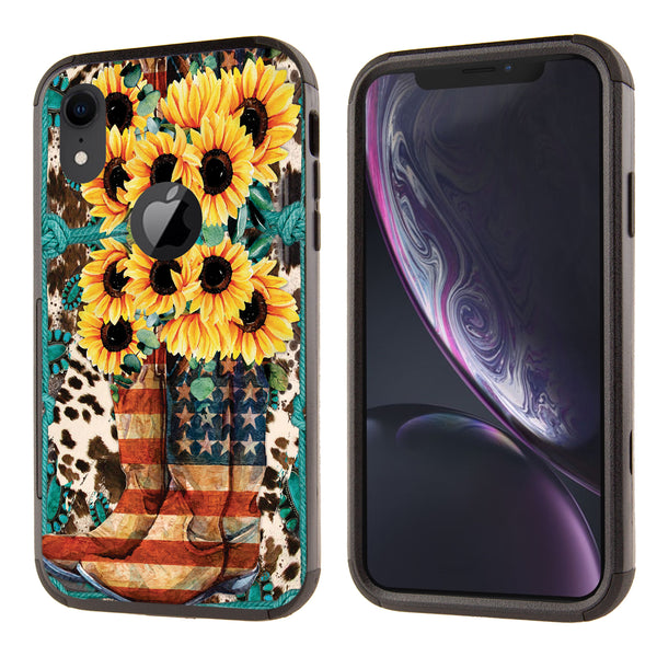 Printed Triple Layers Rugged Shockproof Case for Apple iPhone XR