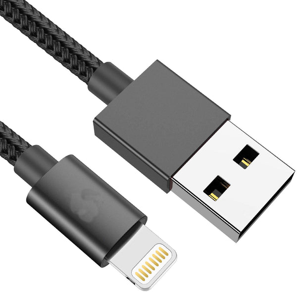 10 Feet iPhone Lightening Cable to USB-A Nylon Braided Fast Charging Black