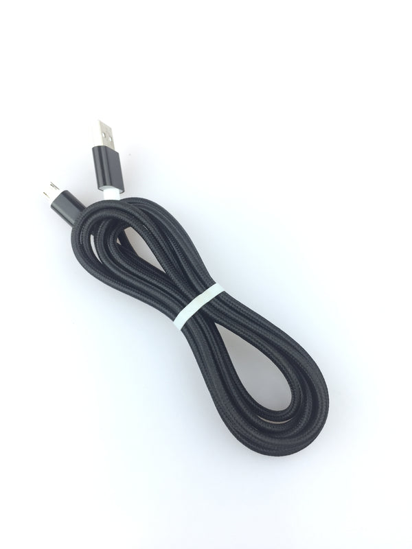 6ft Fabric Braided Fast Charging Micro USB Cable Rapid Charge Sync Power V8 V9 Cord Black