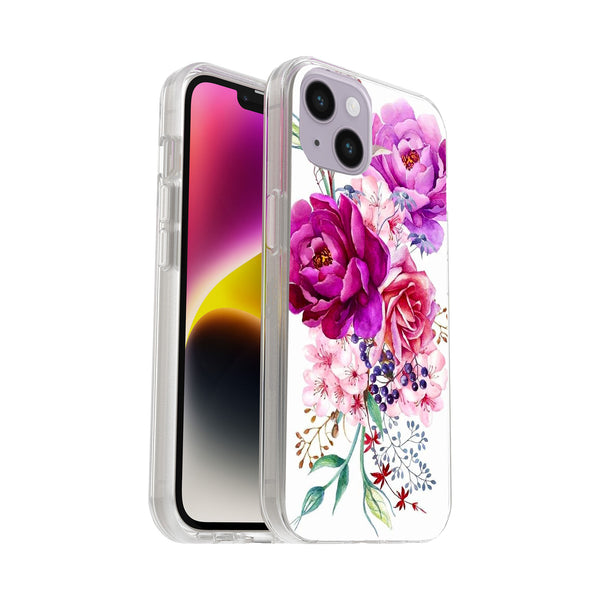 Hard Acrylic Shockproof Antiscratch Case Cover for Apple iphone 14 Peony Flower