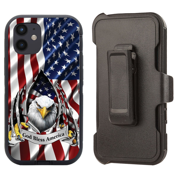 Shockproof Case for Apple iPhone 12 6.1" Eagle American Flag