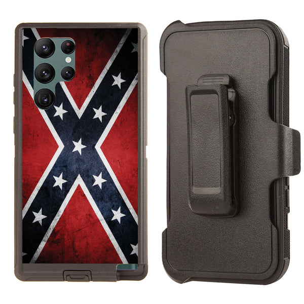 Shockproof Case for Samsung Galaxy S23 Ultra with Clip Rebel Flag