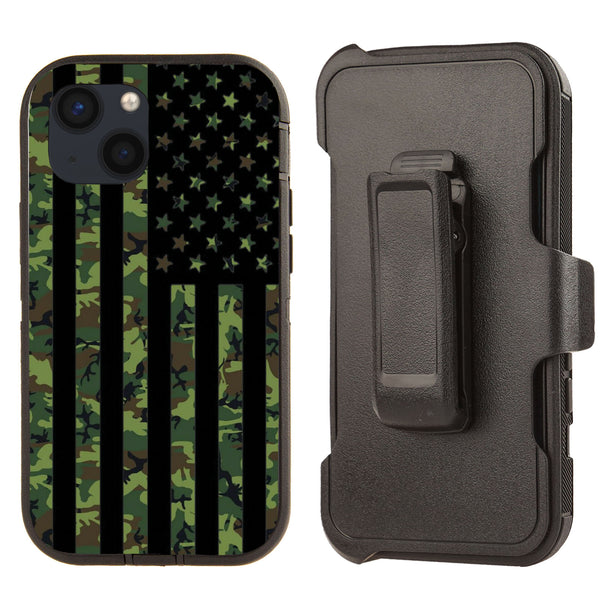Shockproof Case for Apple iPhone 13 Clip Rugged Military Flag Camouflage