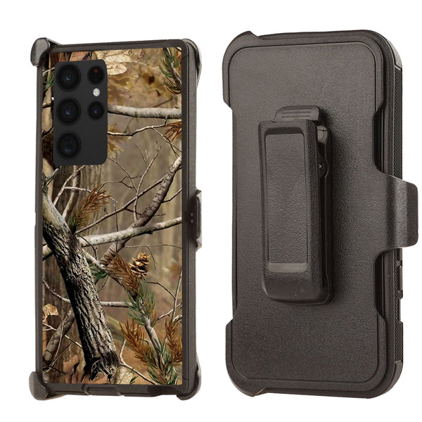 Shockproof Case for Samsung Galaxy S23 Ultra Camouflage Tree Brown Cover Clip