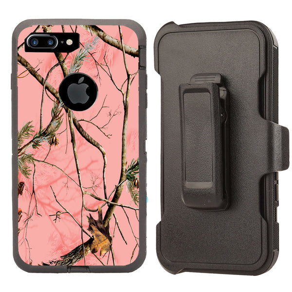 Shockproof Case for Apple iPhone 7+ 8+ Pink Camouflage Cover Clip Rugged Heavy