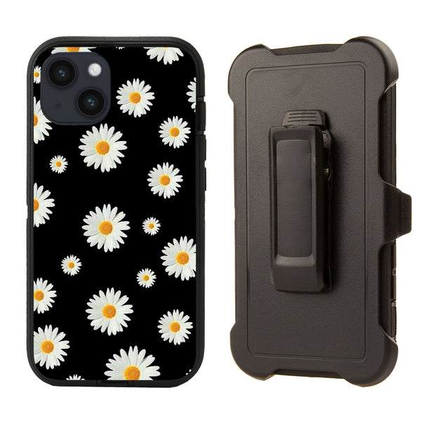 Shockproof Case for Apple iPhone 14 Plus/15 Plus (6.7 inch) Daisy Flower Cover Rugged
