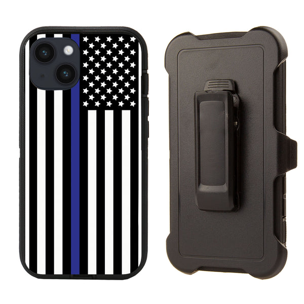 Shockproof Case for Apple iPhone 14 Plus/15 Plus (6.7 inch) Police Flag Cover Rugged