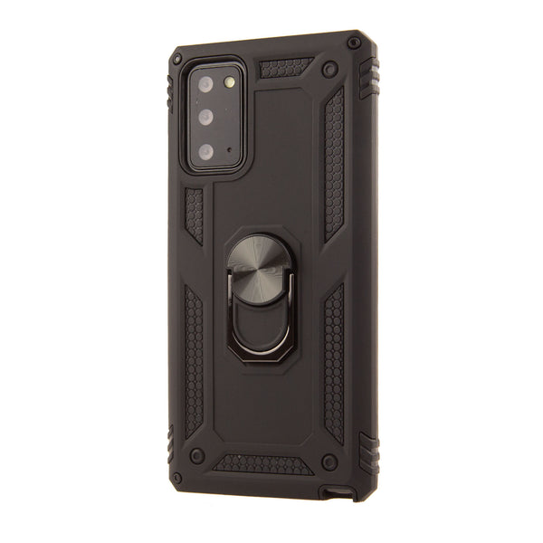 For Samsung Note 20 Armor Magnetic Case Hybrid Metal Ring Holder Stand Black