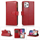 For Apple iPhone 14 Pro Max 6.7" Luxury Wallet Card ID Zipper Money Holder Case Cover - Black