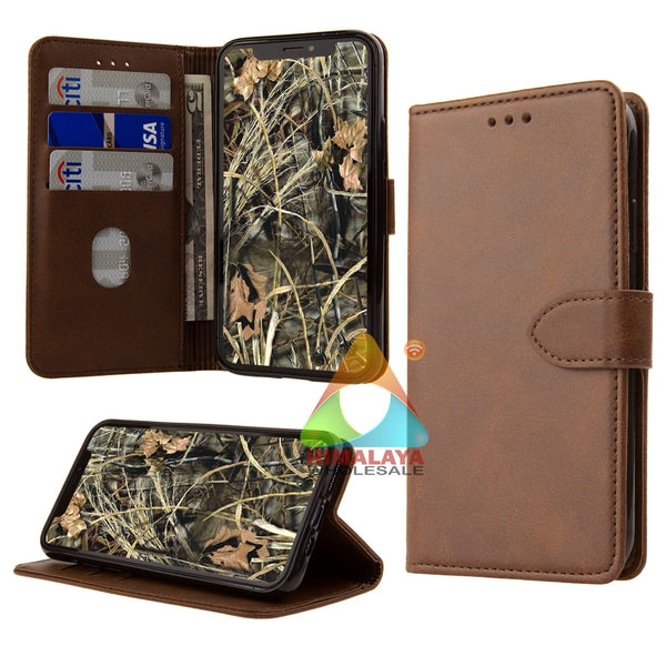 Premium Synthetic Leather Wallet Case for Apple iPhone 15 (6.1") With Credit Card Holder Stand