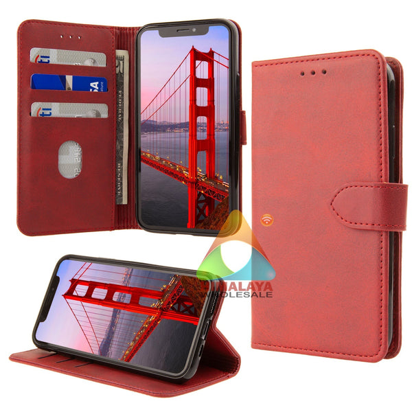 Premium Synthetic Leather Wallet Case for Apple iPhone 15 Pro (6.1") With Credit Card Holder Stand