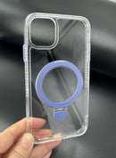 Metal Stand Magsafe Magnetic Phone Case Transparent For Iphone 15