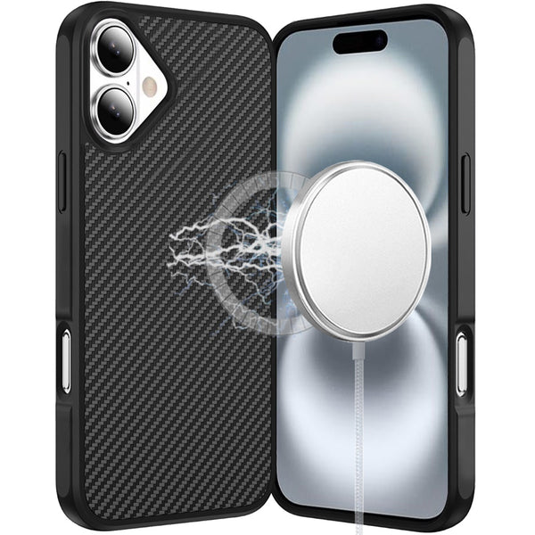 For iPhone 17 Carbon Fiber Design Magnetic Ring Thick 2.0mm Hybrid Case