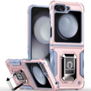 For Samsung Z Flip 6  Metal Ring Movable Camera Window Hybrid Case