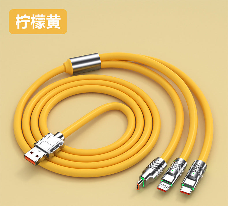 3 in 1 Zinc Alloy Strong Liquid Silicone Fast Multiple Charging Cord Cables iPhone / Micro USB/ Type-C