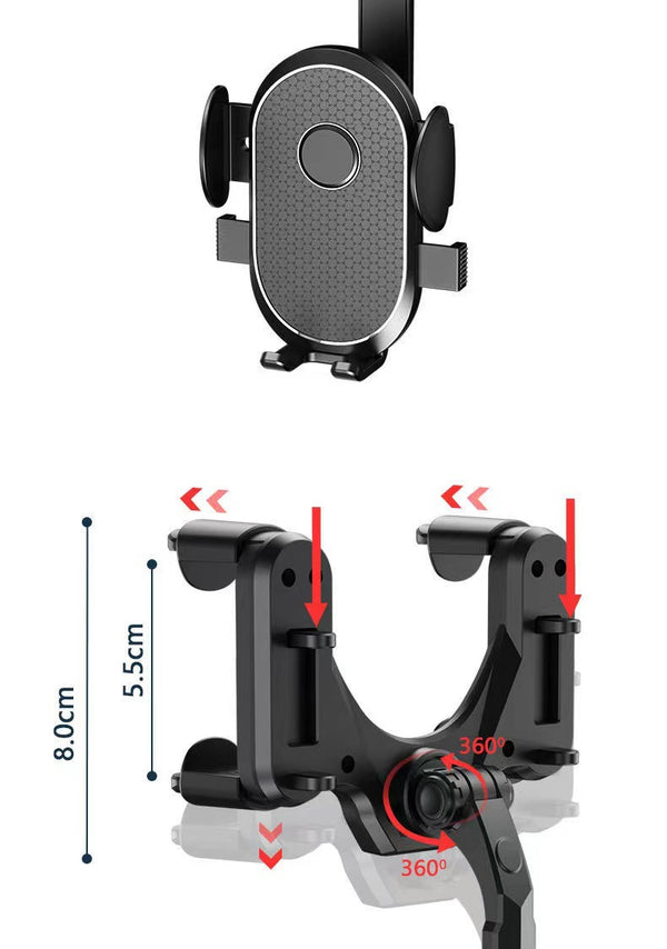 Universal Rearview Mirror Phone Holder Mounts Multi Function