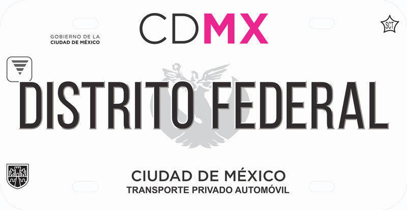 Thick Aluminum License Plate for Distrito Federal