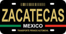 Thick Aluminum License Plate for Zacatecas (Black)