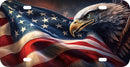 Thick Aluminum License Plate for Front of Car Truck Eagle US Flag Patriot