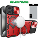 Magsafe Metal Stand Magnetic Phone Case For Iphone 16 Pro Max Red