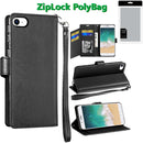 For iPhone 16E Wallet Case Double Fold with Extra Card Slots Black