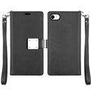 For iPhone 16E Wallet Case Double Fold with Extra Card Slots Black