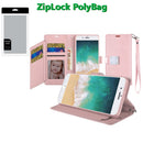 For iPhone 16E Wallet Case Double Fold with Extra Card Slots Black Rose Gold
