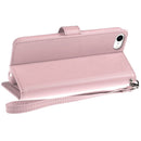 For iPhone 16E Wallet Case Double Fold with Extra Card Slots Black Rose Gold