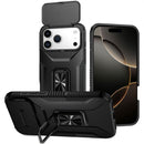 Apple iPhone 17 Pro Max Armor Magnetic Case Hybrid Metal Ring Holder Stand-Black