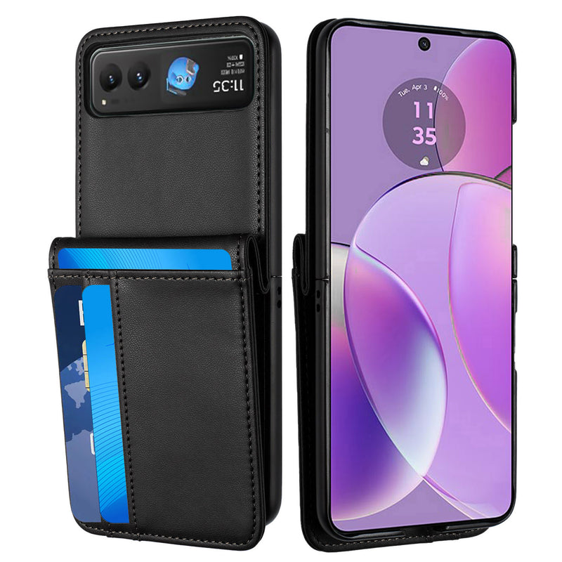 For Samsung Z Flip 7 Card Slot Wallet Holder Case Cover - Black