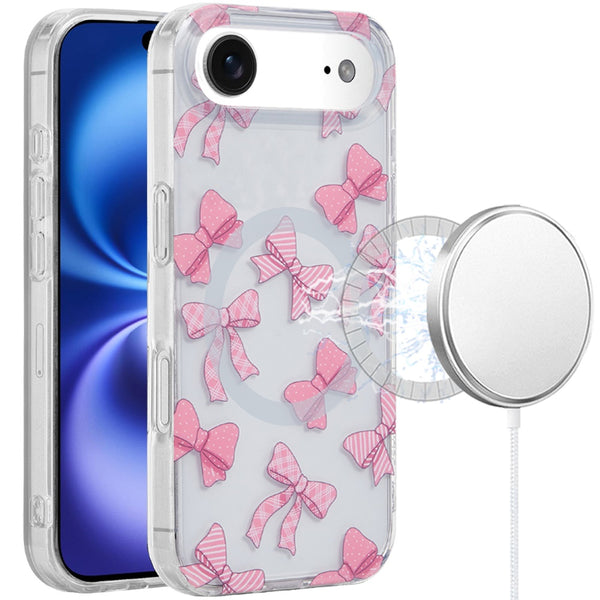 For iPhone 17 Air Magnetic Double Layer Design Case - Bow Knot