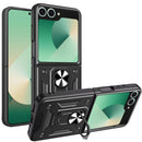 For Samsung Z Flip 7 Tough Metal Ring  Camera Window Hybrid Case  - Black