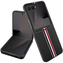 For Samsung Z Flip 7 Velvet Fabric Flip Phone Premium PU Vegan Leather Cover Case - Black