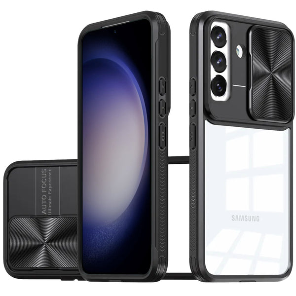 For Samsung S24 FE Fusion Transparent Clear Hybrid -Black