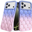 For iPhone 17 Pro Floral Glitter Shimmer Leather Feel Thick TPU Case -Purple/Pink
