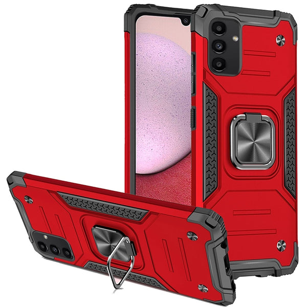 For Samsung A14 5G Armor Magnetic Case Hybrid Metal Ring Holder Stand Red