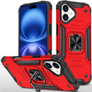 Apple iPhone 17 Armor Magnetic Case Hybrid Metal Ring Holder Stand-Red