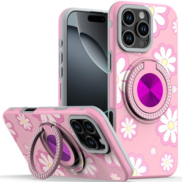 Hybrid Design Case with Diamond Ring for Apple iPhone 16 Pro Max