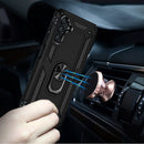 For Samsung S24/S25 Armor Magnetic Case Hybrid Metal Ring Holder Stand Black