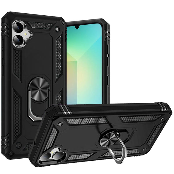 For Samsung A06 Armor Magnetic Case Hybrid Metal Ring Holder Stand