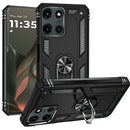 For Motorola Edge 2025 Ring Magnetic Kickstand Hybrid Case Cover - Black