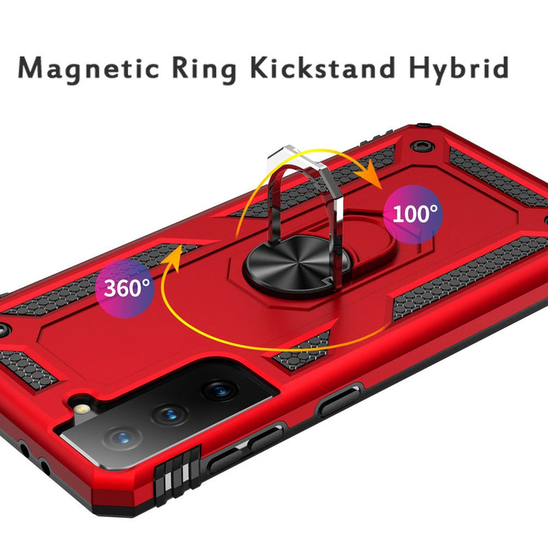 Samsung S24 Ultra Armor Magnetic Case Hybrid Metal Ring Holder Stand