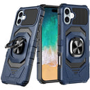 For Apple iPhone 16+ Armor Magnetic Case Hybrid Metal Ring Holder Stand