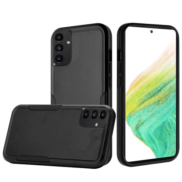For Samsung A54 Tough Strong Dual Layer Flat Hybrid Case Cover - Black