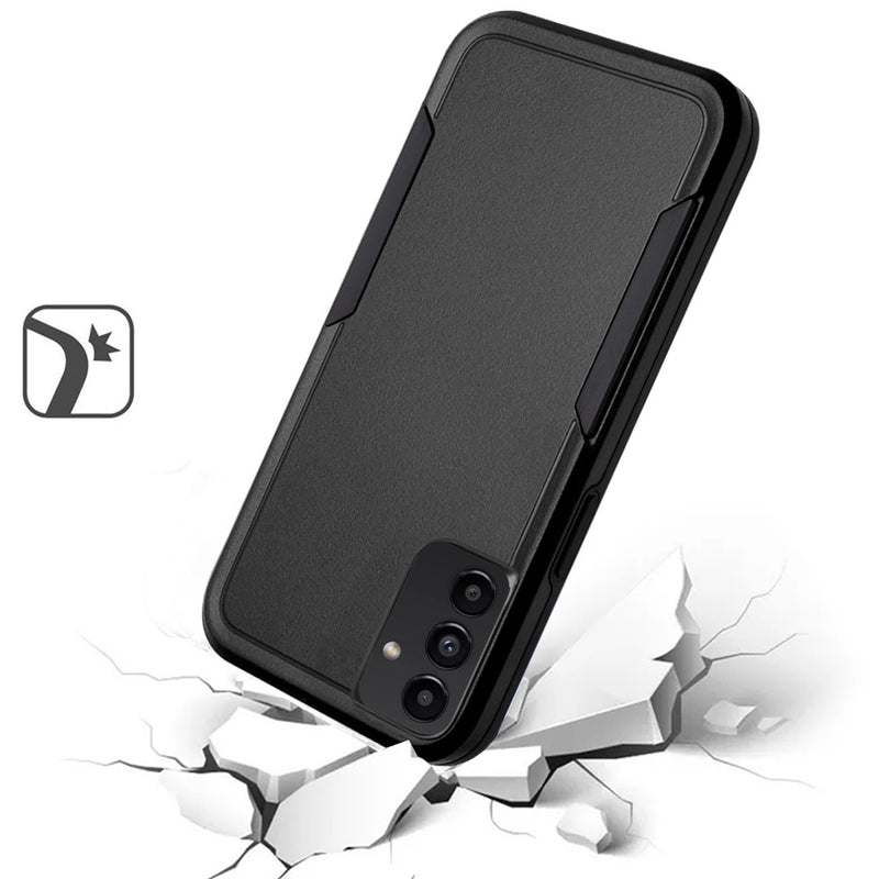 For Samsung A54 Tough Strong Dual Layer Flat Hybrid Case Cover - Black