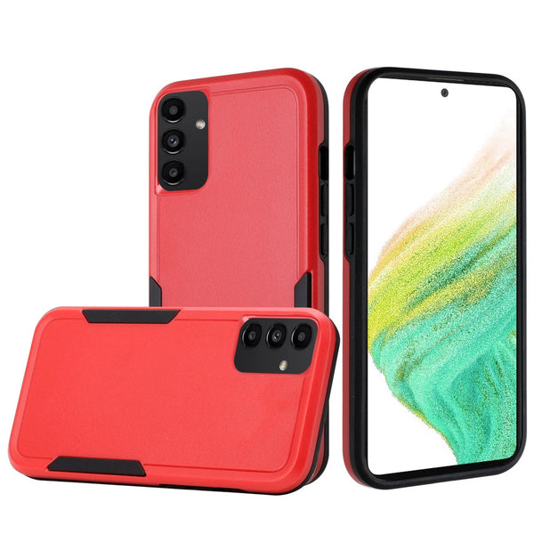 For Samsung A54 Tough Strong Dual Layer Flat Hybrid Case Cover - Red