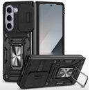 For Samsung Z Fold 7 Utter Tough Metal Ring Movable Camera Window Hybrid Case Cover - Black